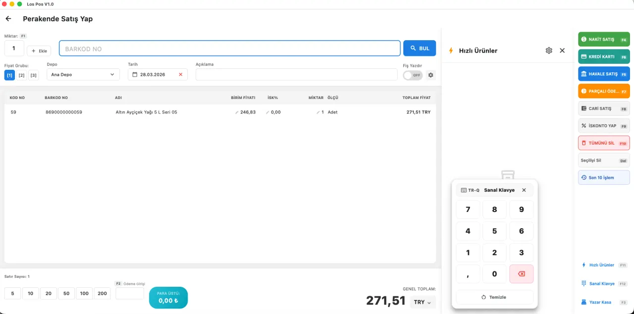 Hızlı POS Satış Ekranı