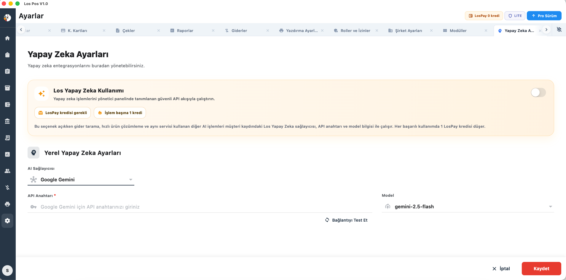 Los Pos AI receipt and invoice processing screen