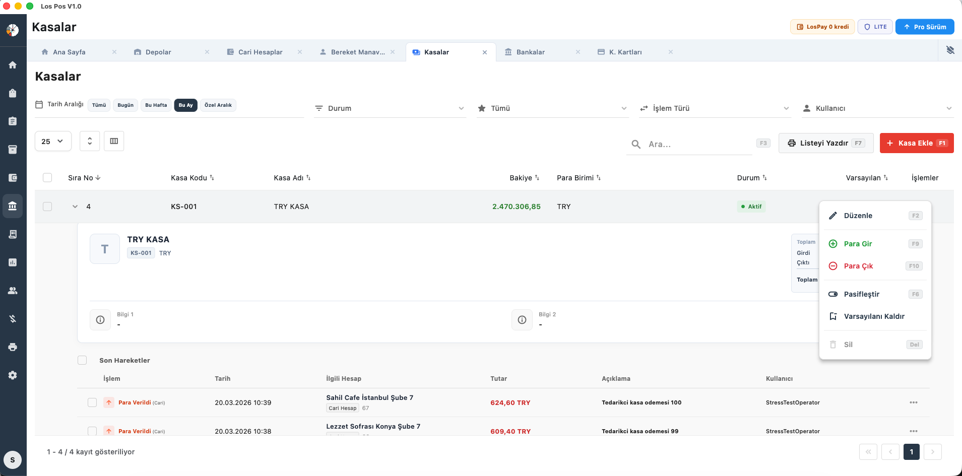 Kasa & Ödeme Sistemleri